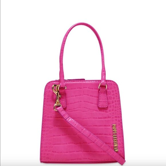 Poppy Lissiman Crikey BB Faux Croc Top Handle Mini Bag in Hot Pink - Picture 5 of 11